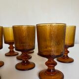 Set of 10 1970 glasses in molded glass tree wood