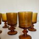 Set of 10 1970 glasses in molded glass tree wood