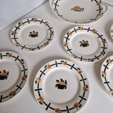 Plat et 6 assiettes à dessert art deco Badonviller