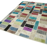 Handwoven anatolian contemporary 178 cm x 246 cm multicolor patchwork carpet