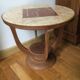 Guéridon, table d’appoint Art déco en marqueterie de marbre et bois