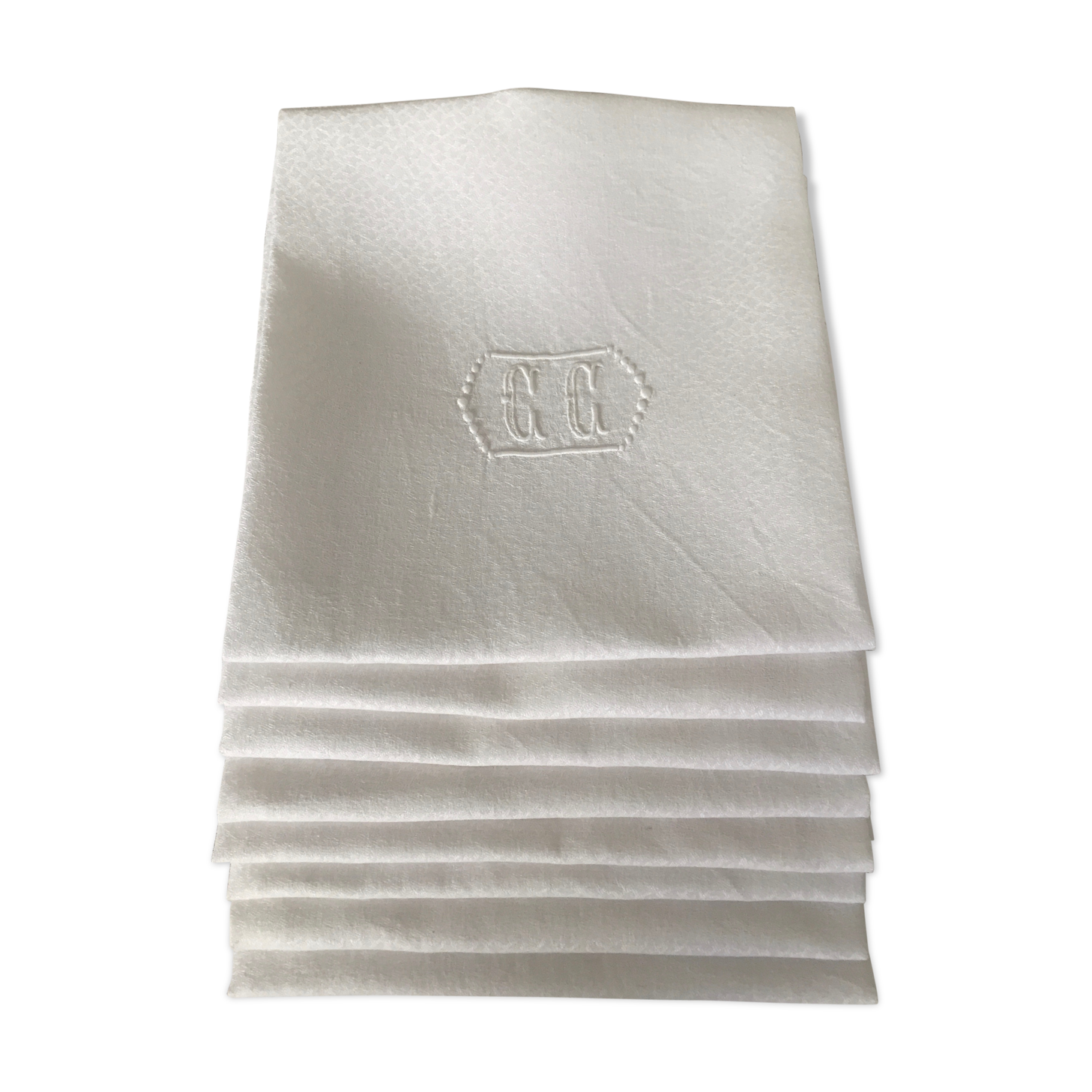 8 napkins, embroidered, monogram