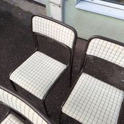 Set of 12 vintage Danish metal and fabric chairs