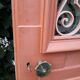 Entrance door 264x99cm old walnut oak wrought iron grille glass panel