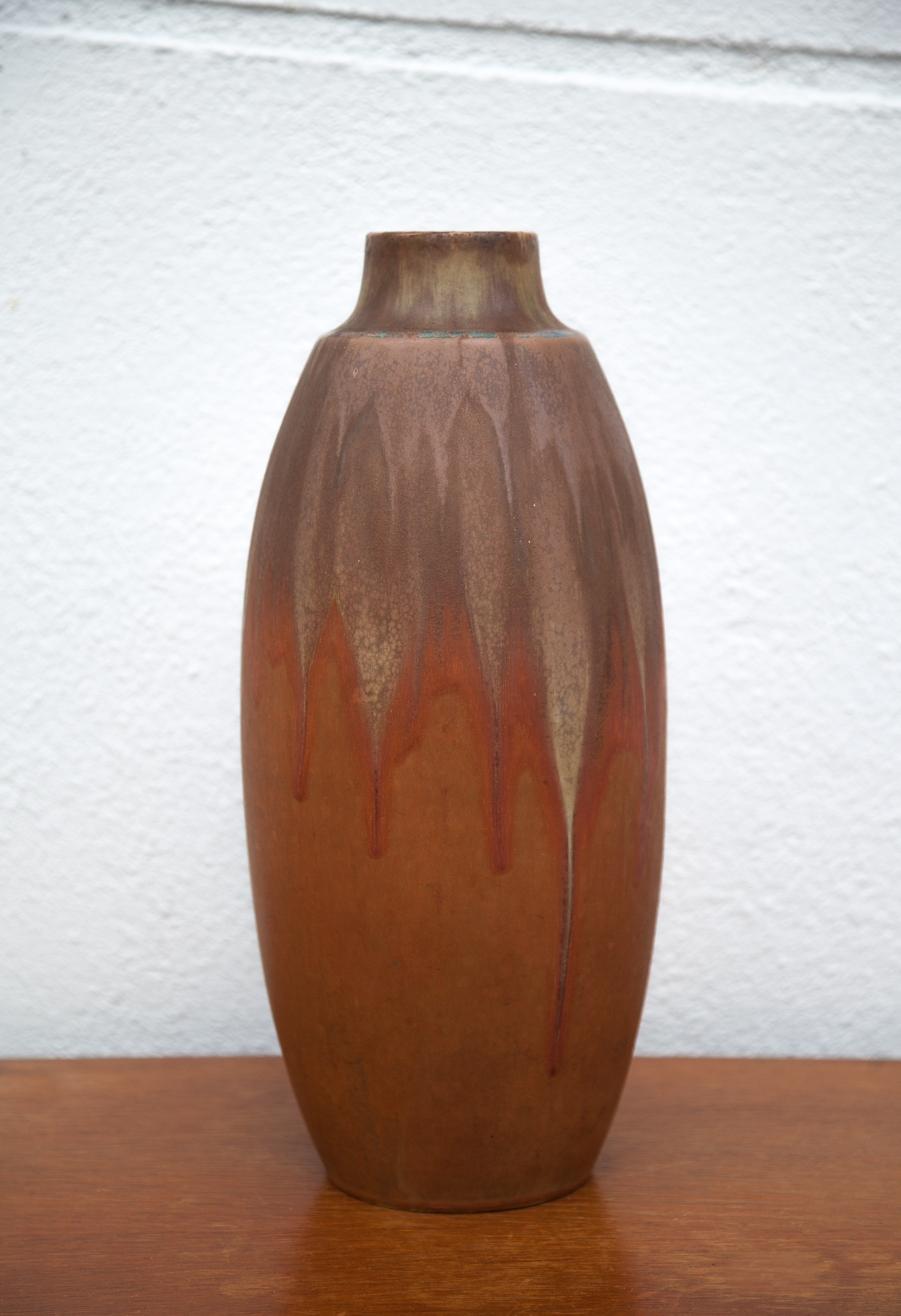 Vintage flamed stoneware vase, Denbac vase