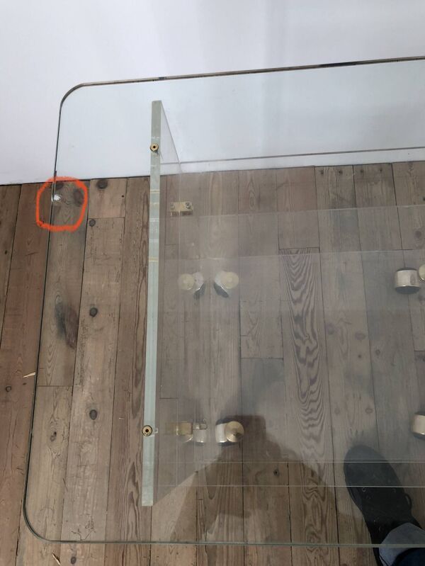 Desserte design David Lange – plexiglas & verre – années 70