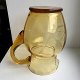 Amber engraved glass decanter 50s