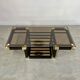 Coffee table in black and gold metal, smoked glass 70 years Romeo Rega vintage