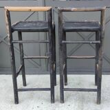 Pair Of Vintage Stools In Painted Bamboo/Vintage Bar/20th Century Design