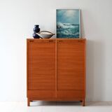 Scandinavian Teak Filing Cabinet with Tambour Doors