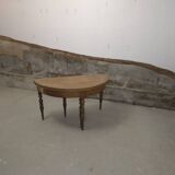 Extendable half-moon round oak table for 2 to 8 people