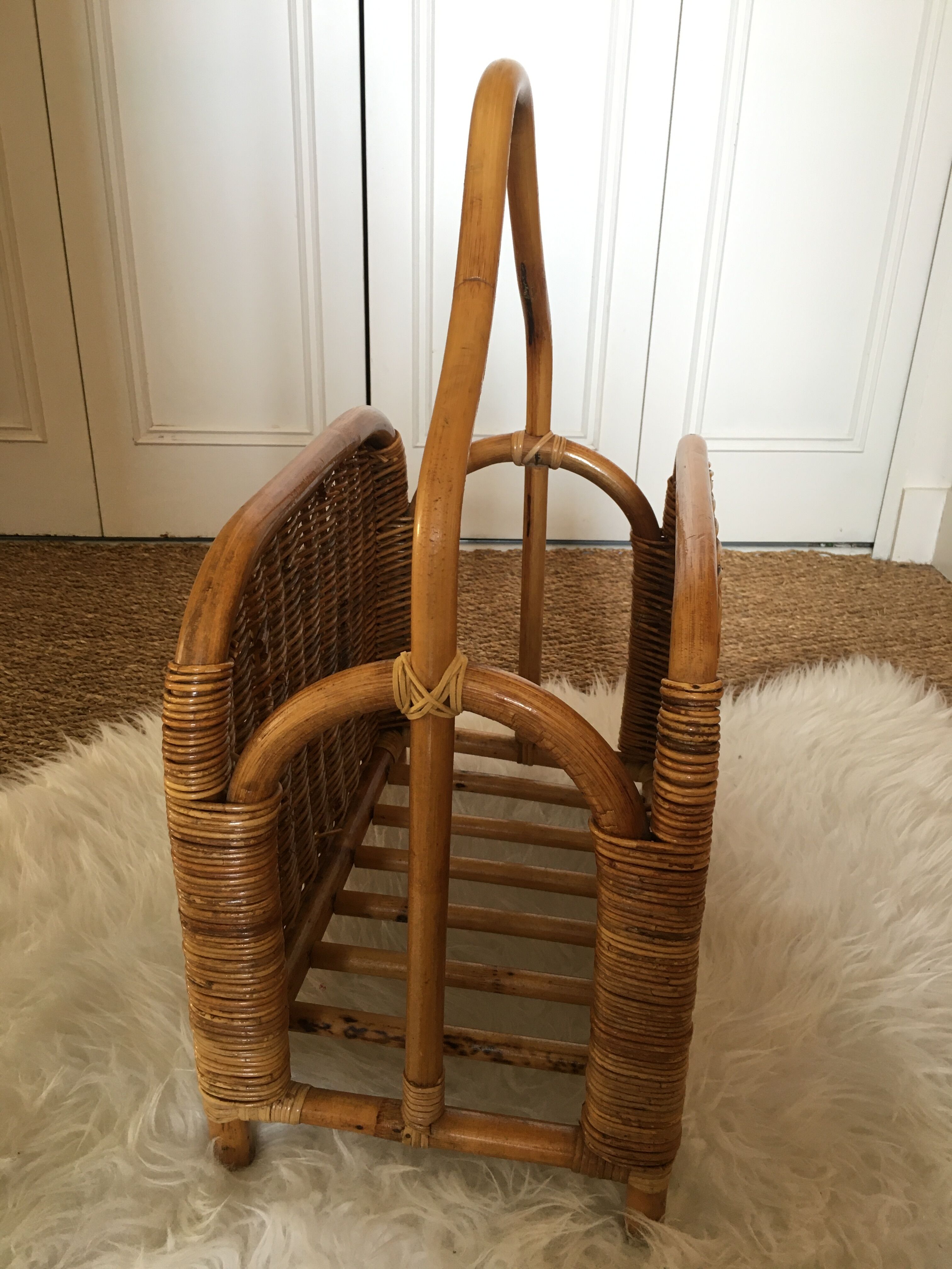 Rattan magazine holder