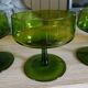 5 antique green champagne coupes