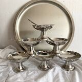 Stainless steel ice cream cup and tray set