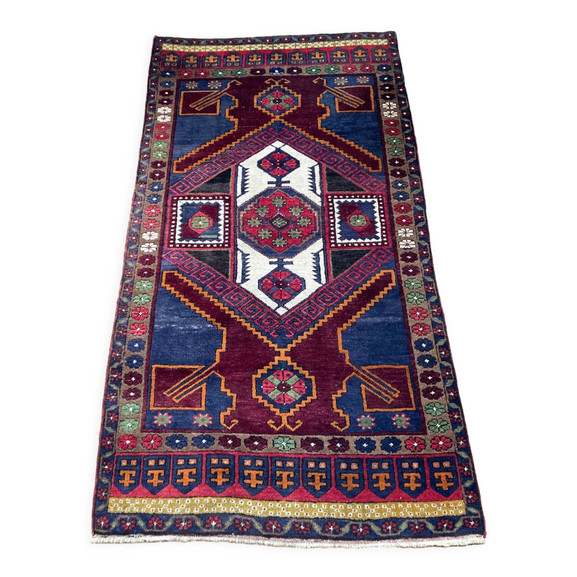 Antique carpet in caucasian wool - anatomy - turkish - kazak - large - geometric patterns / persian