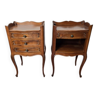 Pair of Louis XV style bedside tables in cherry wood