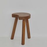Vintage Solid Beech Brutalist Tripod Stool Circa 1960