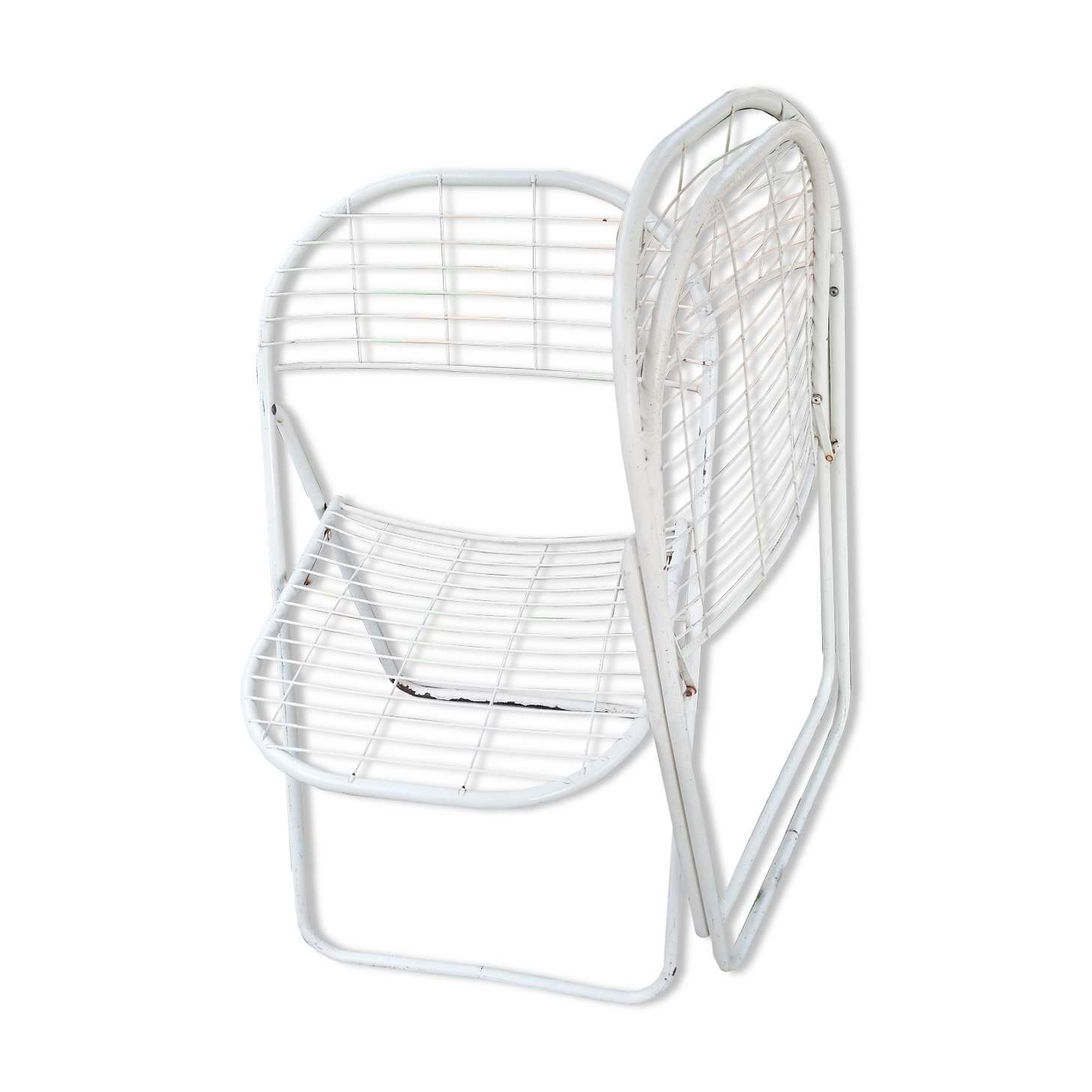 Duo de chaises pliantes en métal blanc