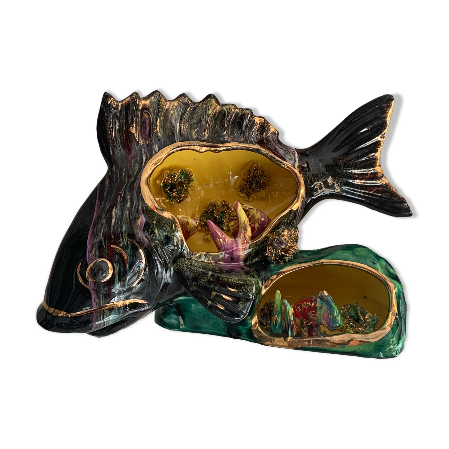 Lamp night light fish ceramic 1960