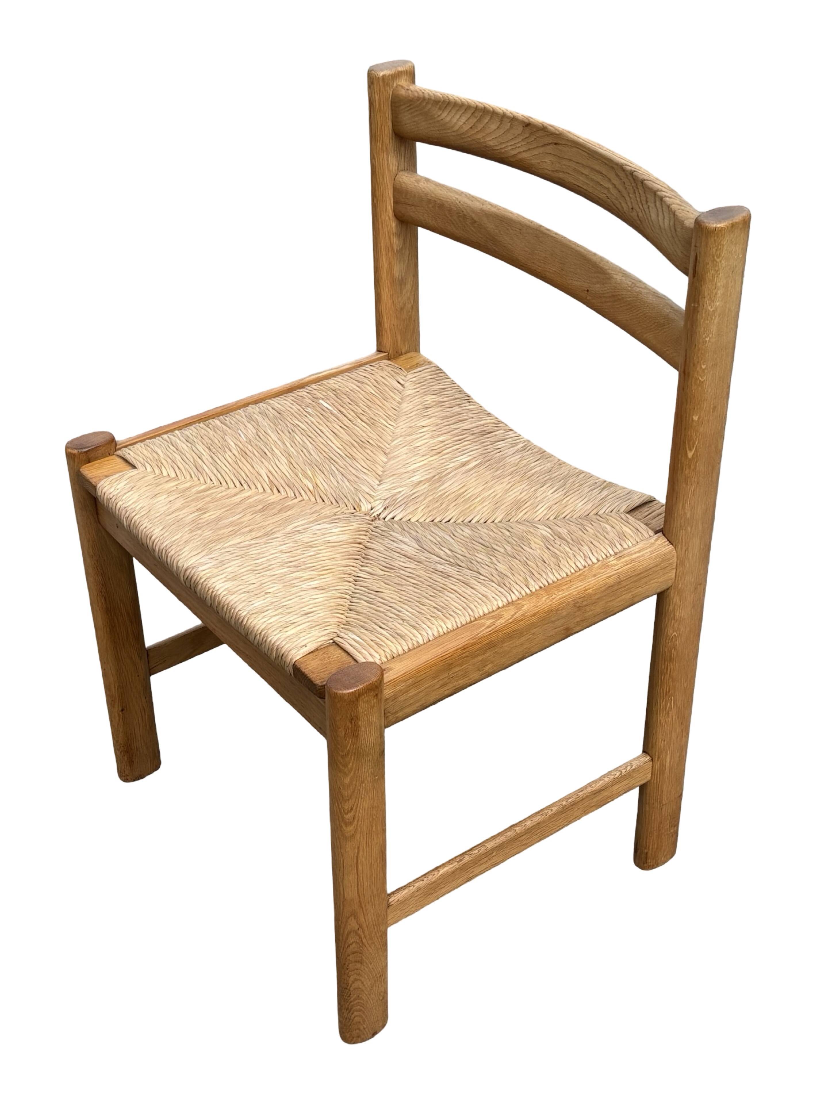 Vintage dining chairs set of 6 oak and rattan design minimalist design