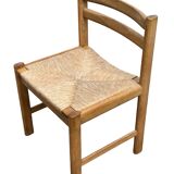 Vintage dining chairs set of 6 oak and rattan design minimalist design