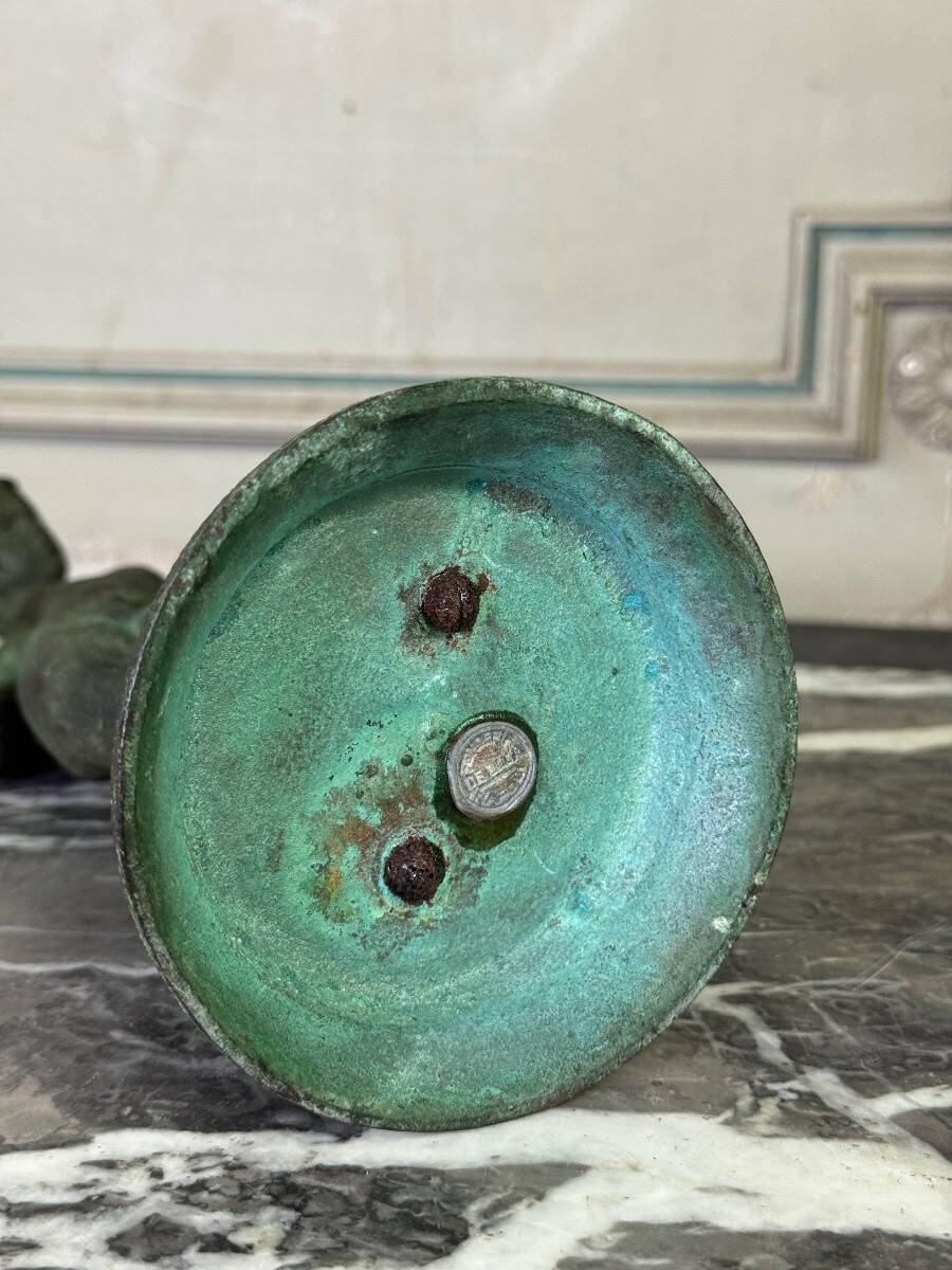 Bronze Narcissus after the antique, excavation patina, 19th century