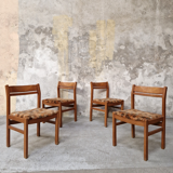 Set of 4 exotic wood chairs, 1960