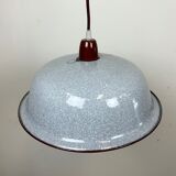 Industrial Factory Grey Enamel Ceiling Lamp, 1960s