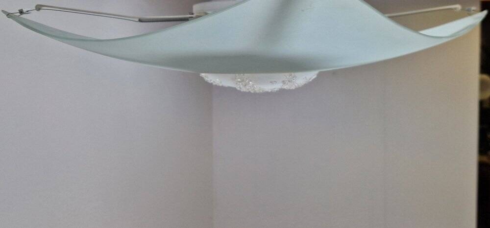Vibea Quadra Ceiling Lamp in Ice Glass and Brass, 1970s