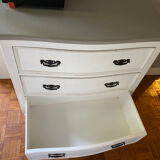 Commode de chambre Roche Bobois en pin style Chambord lin et taupe