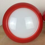 Paire de lampes champignon verre rouge space age années 70