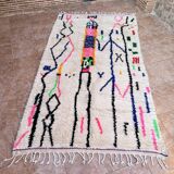 Handmade Berber wool rug: Moroccan Azilal style, colorful pattern