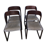 Series of 4 chairs Baumann sled in rosewood