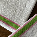 Antique tea towels in linen and cotton fancy patterns