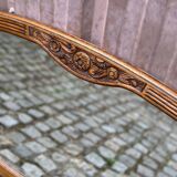 Art Deco concave mirror, arc-shaped, carved in solid wood, 1940.