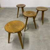 Set table and 4 wooden stools bistrot design of the 50