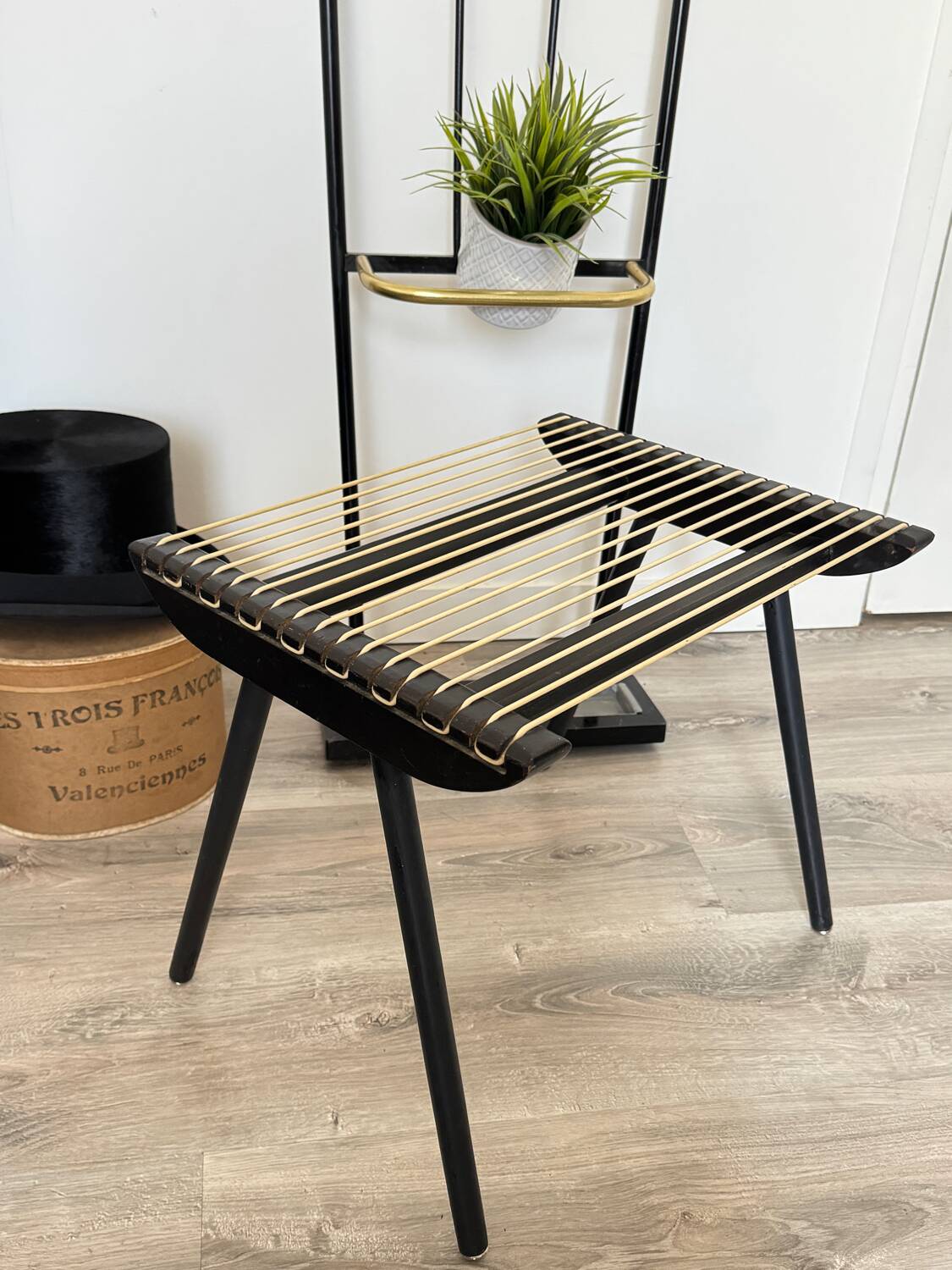 Vintage black Georges Tigien stool