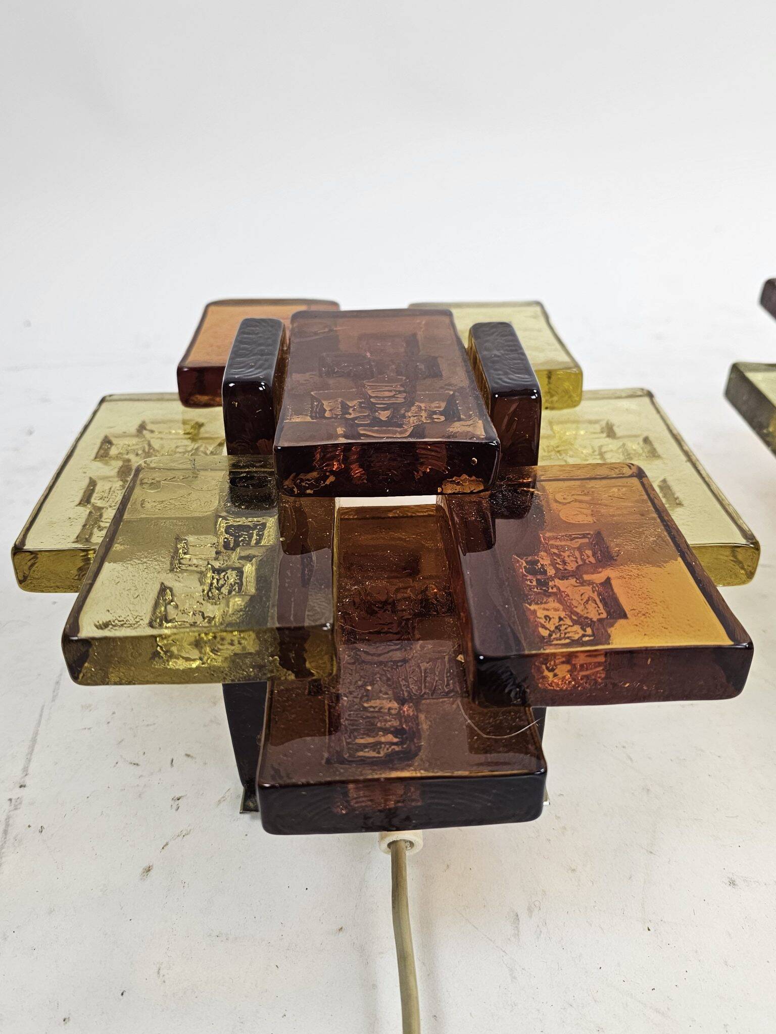 Set of wall lamps glass amber Holm Sorensen Denmark