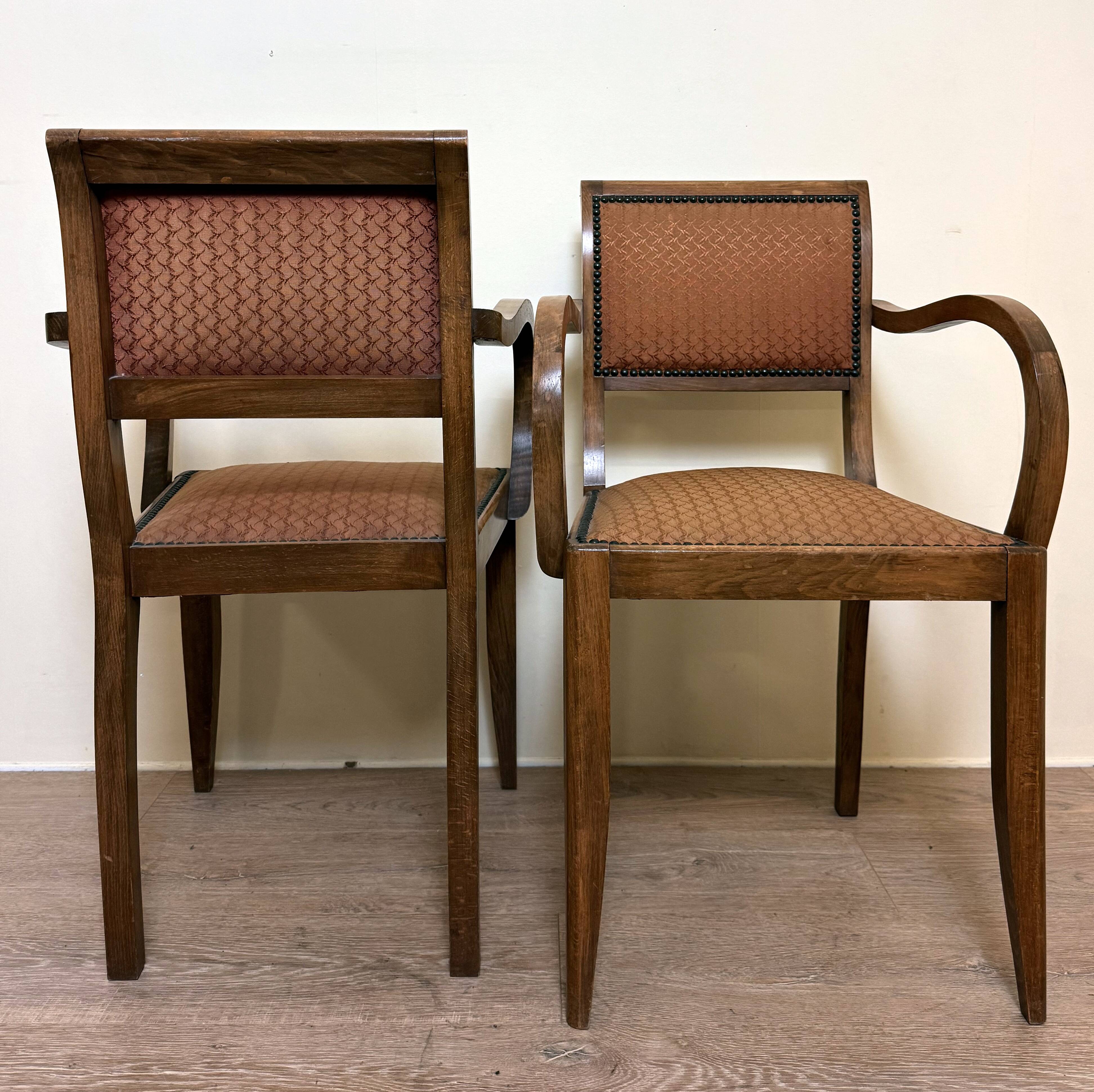 Pair of bridge armchairs art deco period in walnut circa 1940