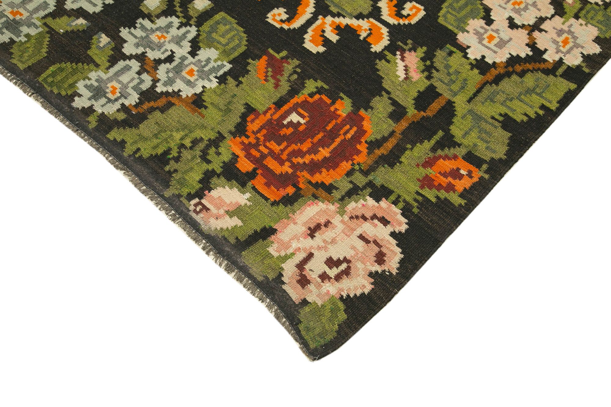 Hand-Knotted Vintage Tapestry Black Kilim 180 cm x 333 cm - 23258