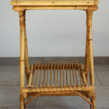 Porte vinyles/revues rotin bambou vintage