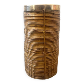 Basket - umbrella stand - plant pot cover in rattan and brass