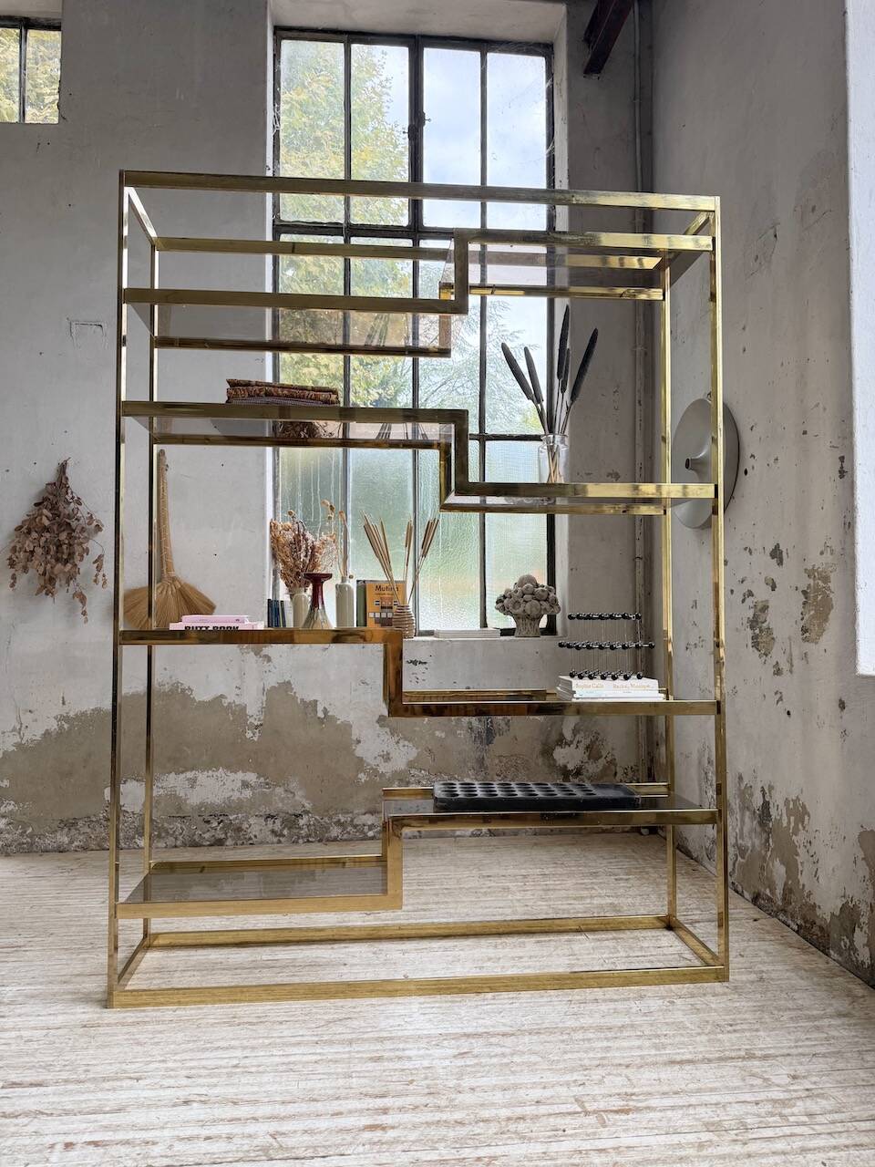 Brass shelf 1970 Belgo Chrom regency