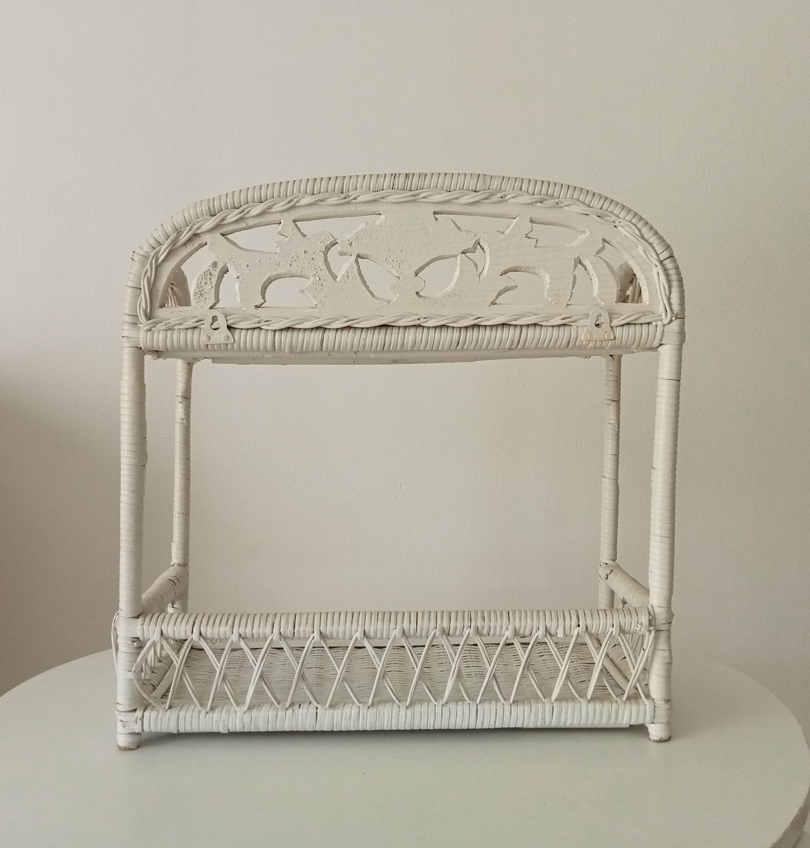 Vintage rattan wall shelf