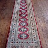 Pakistani hallway carpet, handmade in wool and silk, 278x80cm.