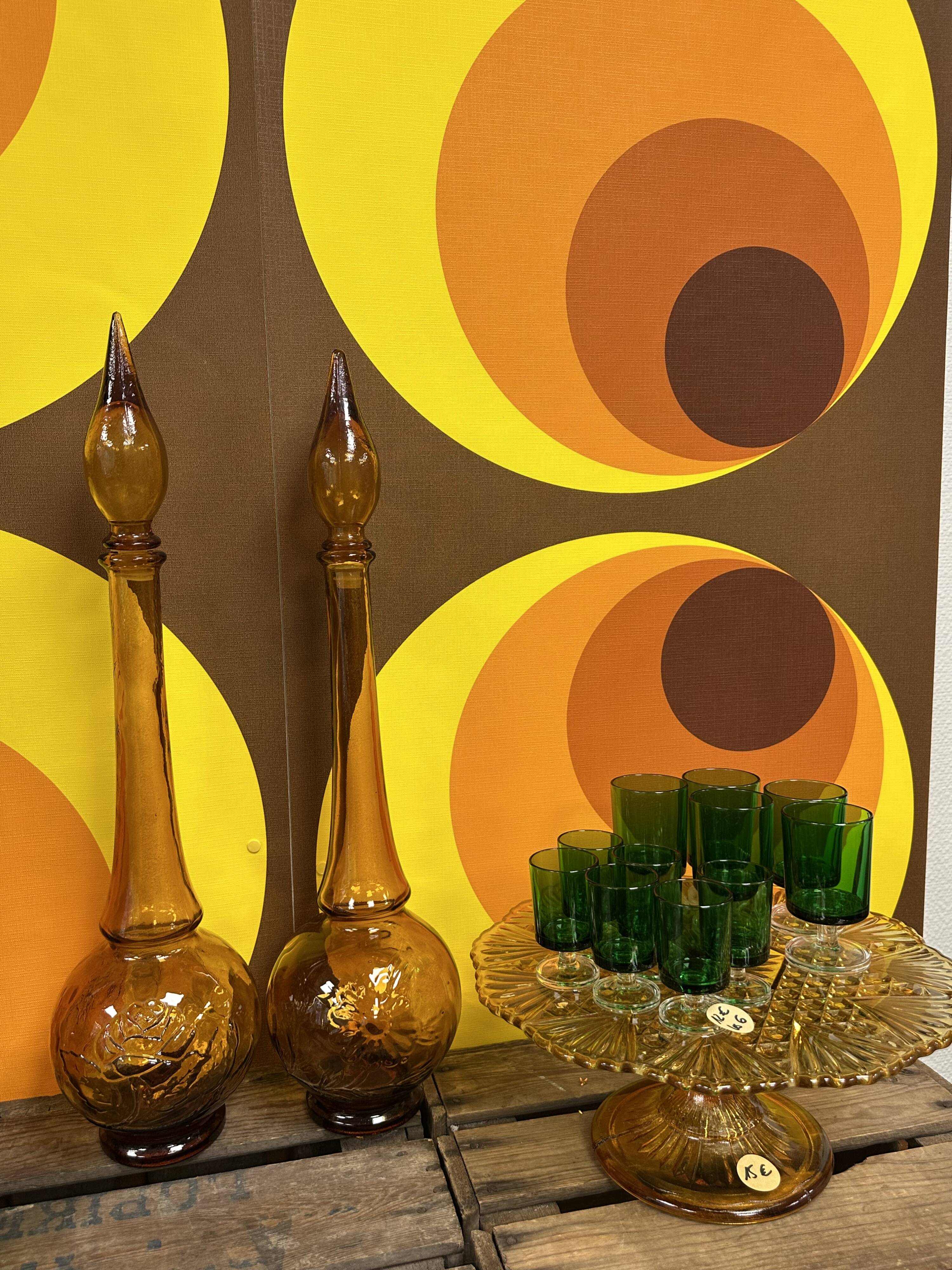 Large Italian Empoli glass carafes