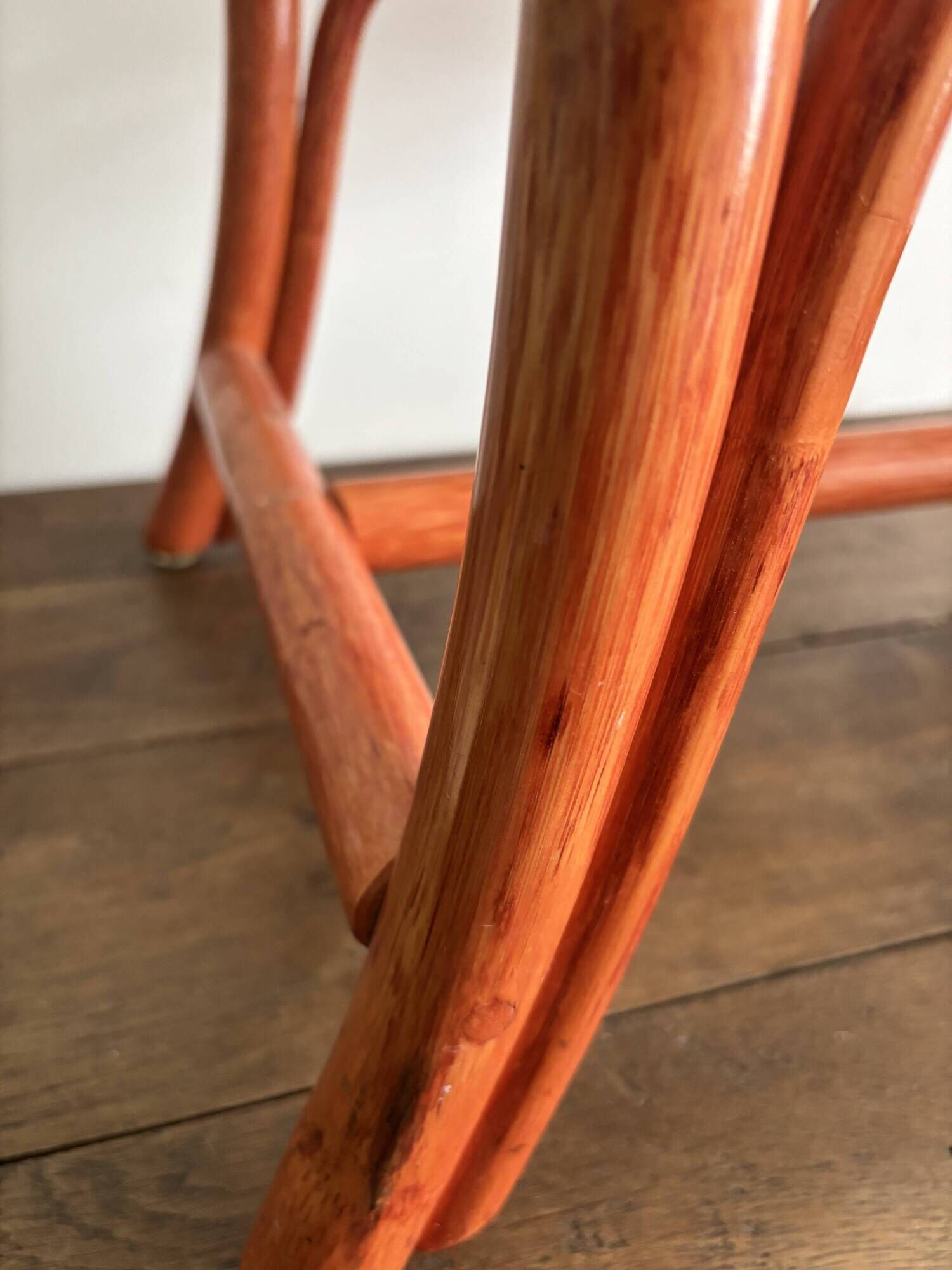 Vintage bamboo and curved rattan luggage rack