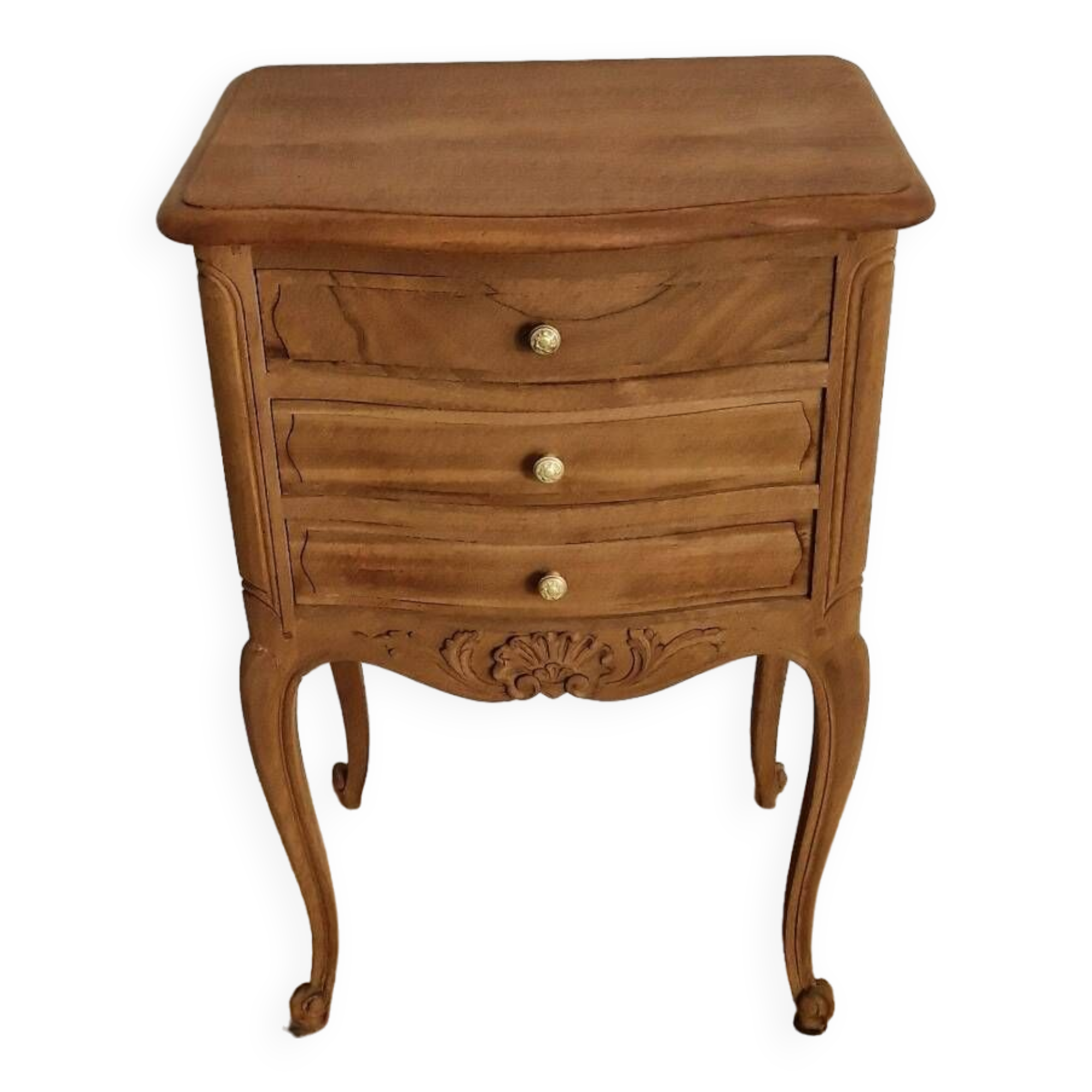 Louis XV style wooden bedside chest of drawers