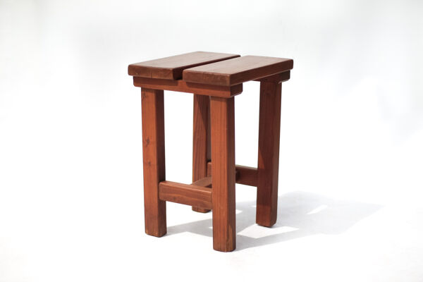 Tabouret vintage, tabouret en pin brutaliste, tabouret d'appoint