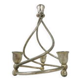 Twisted silver-plated metal candlestick vintage design from the 1970s.